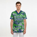 Canberra Raiders Rugby Scrub Top Graffiti Typography Urban Camo Abstract Street Style