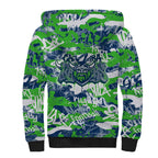 Canberra Raiders Rugby Sherpa Hoodie Graffiti Typography Urban Camo Abstract Street Style