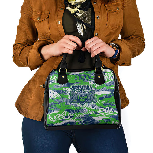 Canberra Raiders Rugby Shoulder Handbag Graffiti Typography Urban Camo Abstract Street Style