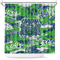 Canberra Raiders Rugby Shower Curtain Graffiti Typography Urban Camo Abstract Street Style