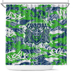 Canberra Raiders Rugby Shower Curtain Graffiti Typography Urban Camo Abstract Street Style