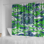 Canberra Raiders Rugby Shower Curtain Graffiti Typography Urban Camo Abstract Street Style