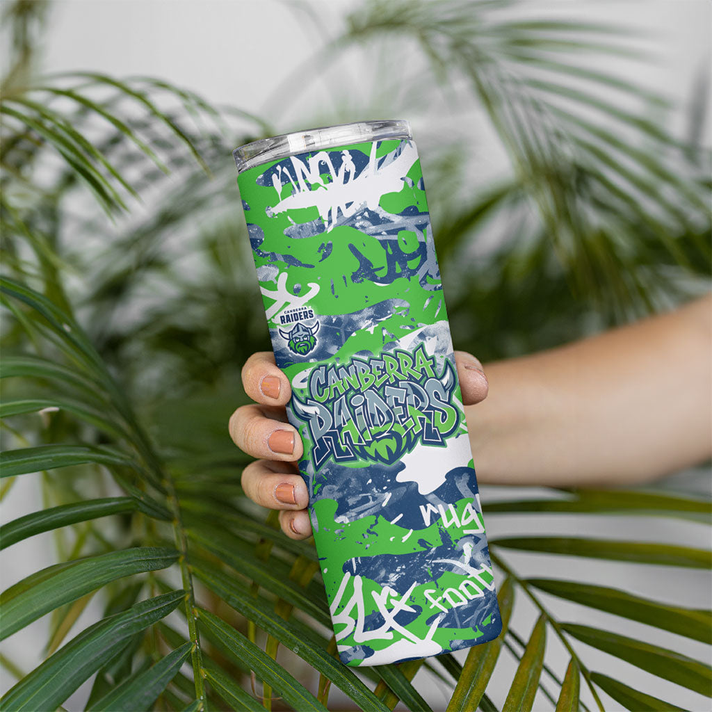 Canberra Raiders Rugby Skinny Tumbler Graffiti Typography Urban Camo Abstract Street Style