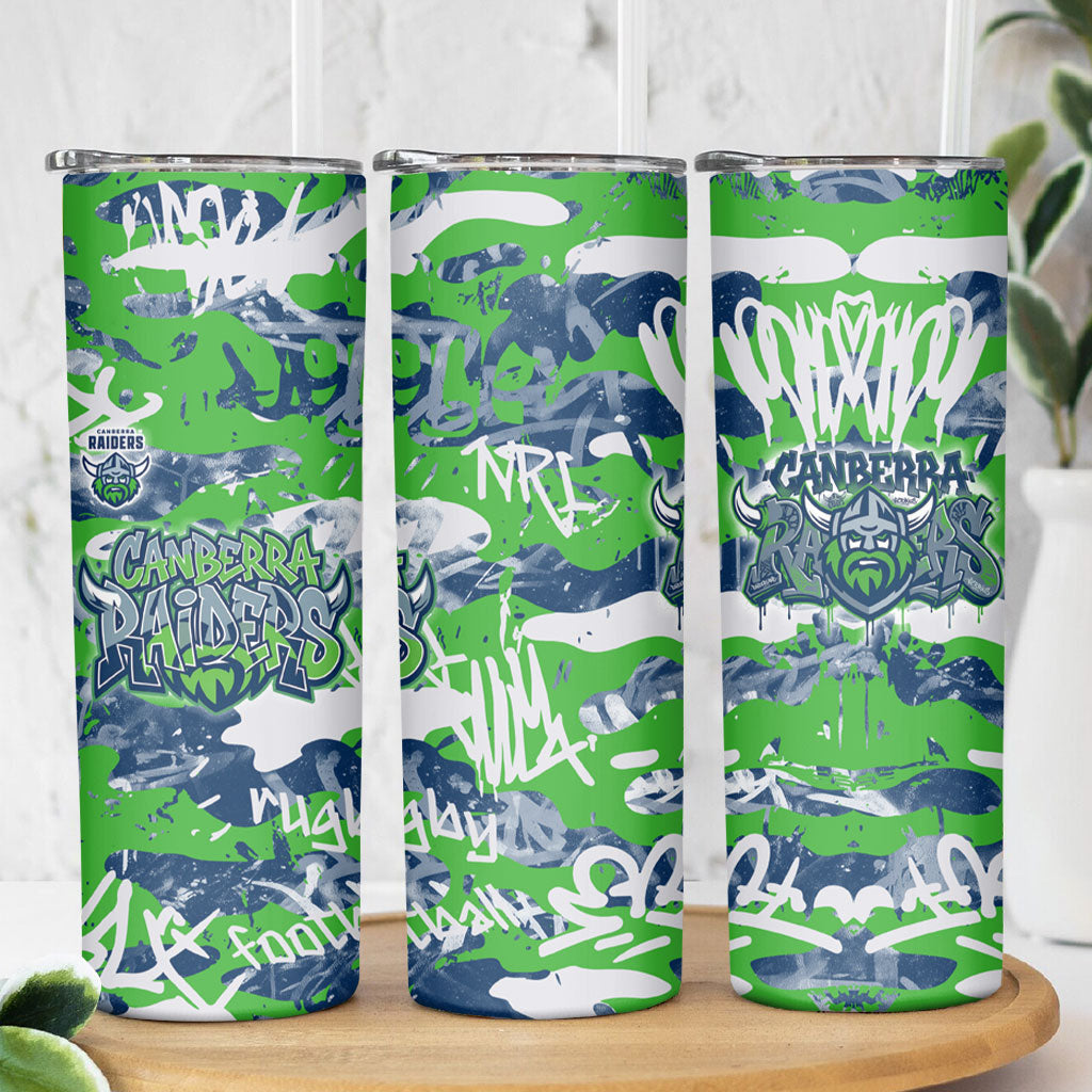Canberra Raiders Rugby Skinny Tumbler Graffiti Typography Urban Camo Abstract Street Style