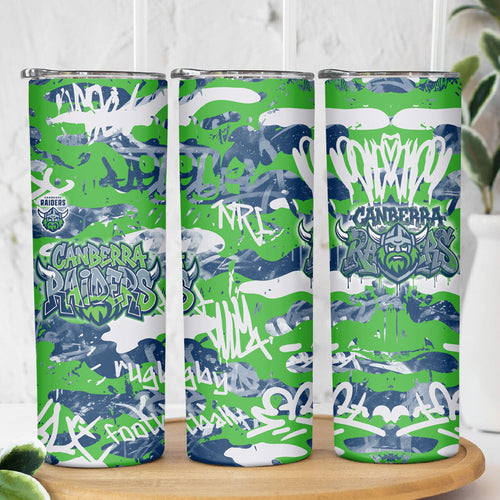 Canberra Raiders Rugby Skinny Tumbler Graffiti Typography Urban Camo Abstract Street Style