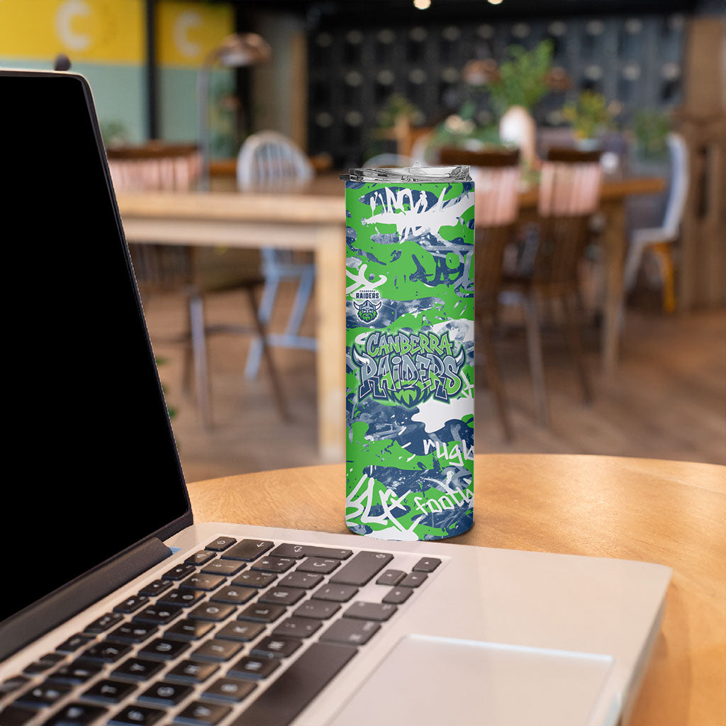 Canberra Raiders Rugby Skinny Tumbler Graffiti Typography Urban Camo Abstract Street Style