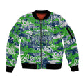 Canberra Raiders Rugby Sleeve Zip Bomber Jacket Graffiti Typography Urban Camo Abstract Street Style