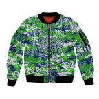 Canberra Raiders Rugby Sleeve Zip Bomber Jacket Graffiti Typography Urban Camo Abstract Street Style