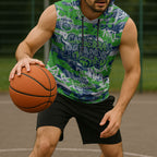 Canberra Raiders Rugby Sleeveless Hoodie Graffiti Typography Urban Camo Abstract Street Style