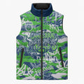 Canberra Raiders Rugby Sleeveless Puffer Jacket Graffiti Typography Urban Camo Abstract Street Style