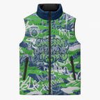 Canberra Raiders Rugby Sleeveless Puffer Jacket Graffiti Typography Urban Camo Abstract Street Style