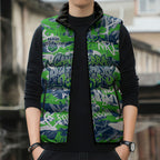 Canberra Raiders Rugby Sleeveless Puffer Jacket Graffiti Typography Urban Camo Abstract Street Style