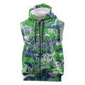 Canberra Raiders Rugby Sleeveless Zip Hoodie Graffiti Typography Urban Camo Abstract Street Style
