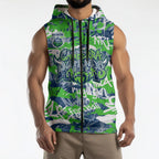 Canberra Raiders Rugby Sleeveless Zip Hoodie Graffiti Typography Urban Camo Abstract Street Style
