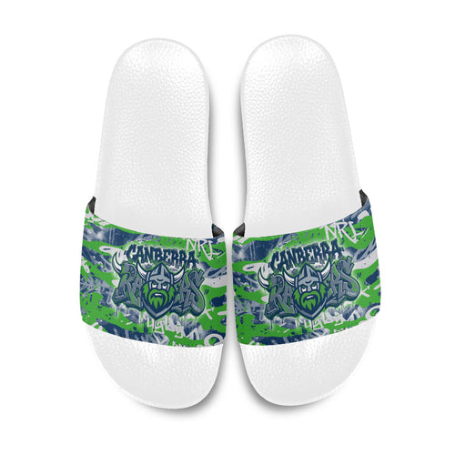 Canberra Raiders Rugby Slide Sandals Graffiti Typography Urban Camo Abstract Street Style