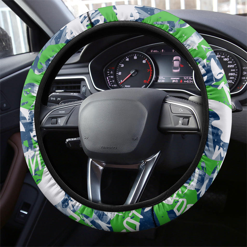 Canberra Raiders Rugby Steering Wheel Cover Graffiti Typography Urban Camo Abstract Street Style