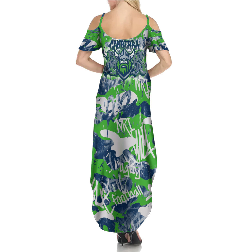 Canberra Raiders Rugby Summer Maxi Dress Graffiti Typography Urban Camo Abstract Street Style