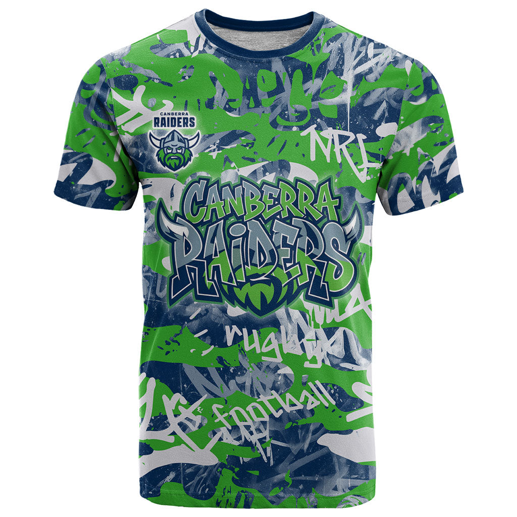Canberra Raiders Rugby T Shirt Graffiti Typography Urban Camo Abstract Street Style