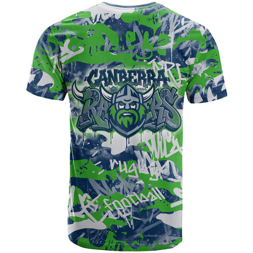 Canberra Raiders Rugby T Shirt Graffiti Typography Urban Camo Abstract Street Style