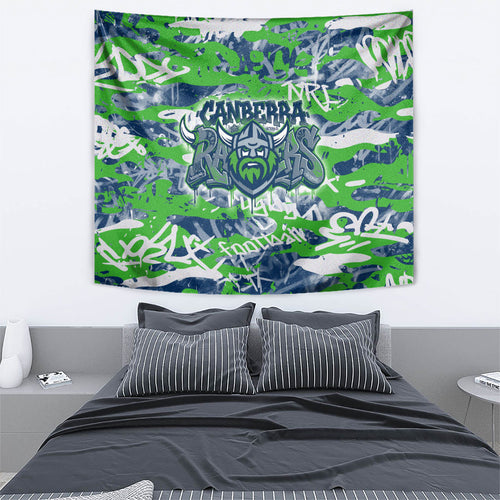 Canberra Raiders Rugby Tapestry Graffiti Typography Urban Camo Abstract Street Style