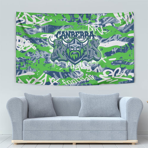 Canberra Raiders Rugby Tapestry Graffiti Typography Urban Camo Abstract Street Style