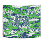 Canberra Raiders Rugby Tapestry Graffiti Typography Urban Camo Abstract Street Style