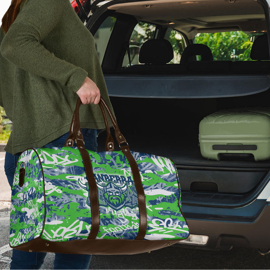 Canberra Raiders Rugby Travel Bag Graffiti Typography Urban Camo Abstract Street Style