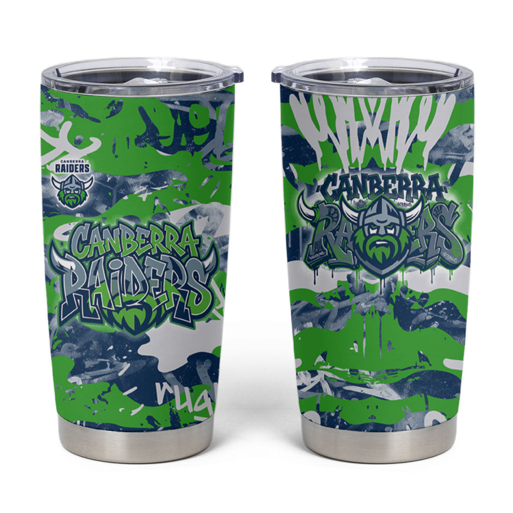 Canberra Raiders Rugby Tumbler Cup Graffiti Typography Urban Camo Abstract Street Style