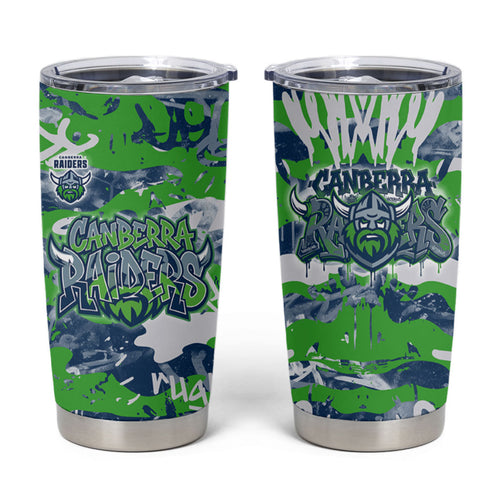 Canberra Raiders Rugby Tumbler Cup Graffiti Typography Urban Camo Abstract Street Style