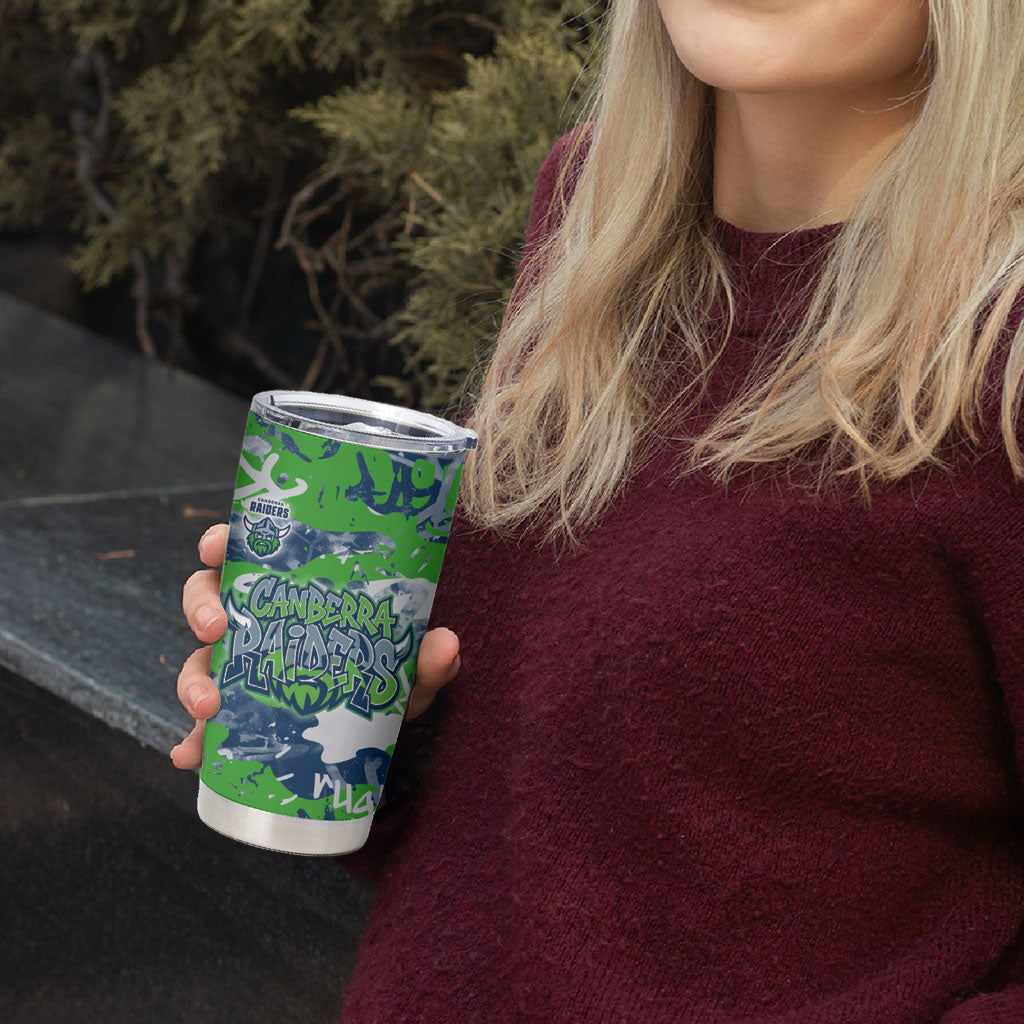 Canberra Raiders Rugby Tumbler Cup Graffiti Typography Urban Camo Abstract Street Style