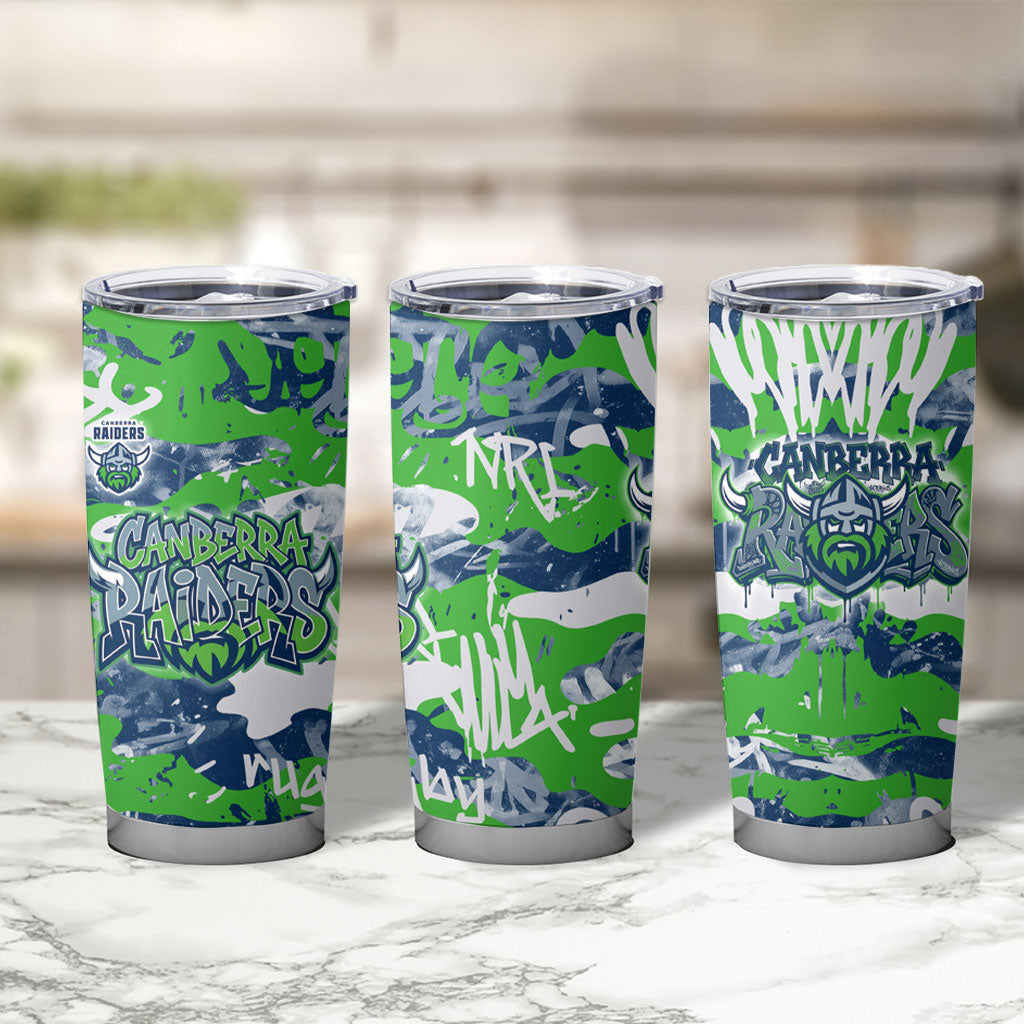 Canberra Raiders Rugby Tumbler Cup Graffiti Typography Urban Camo Abstract Street Style