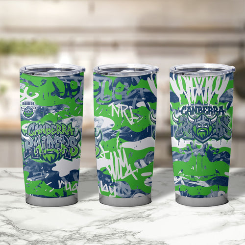 Canberra Raiders Rugby Tumbler Cup Graffiti Typography Urban Camo Abstract Street Style