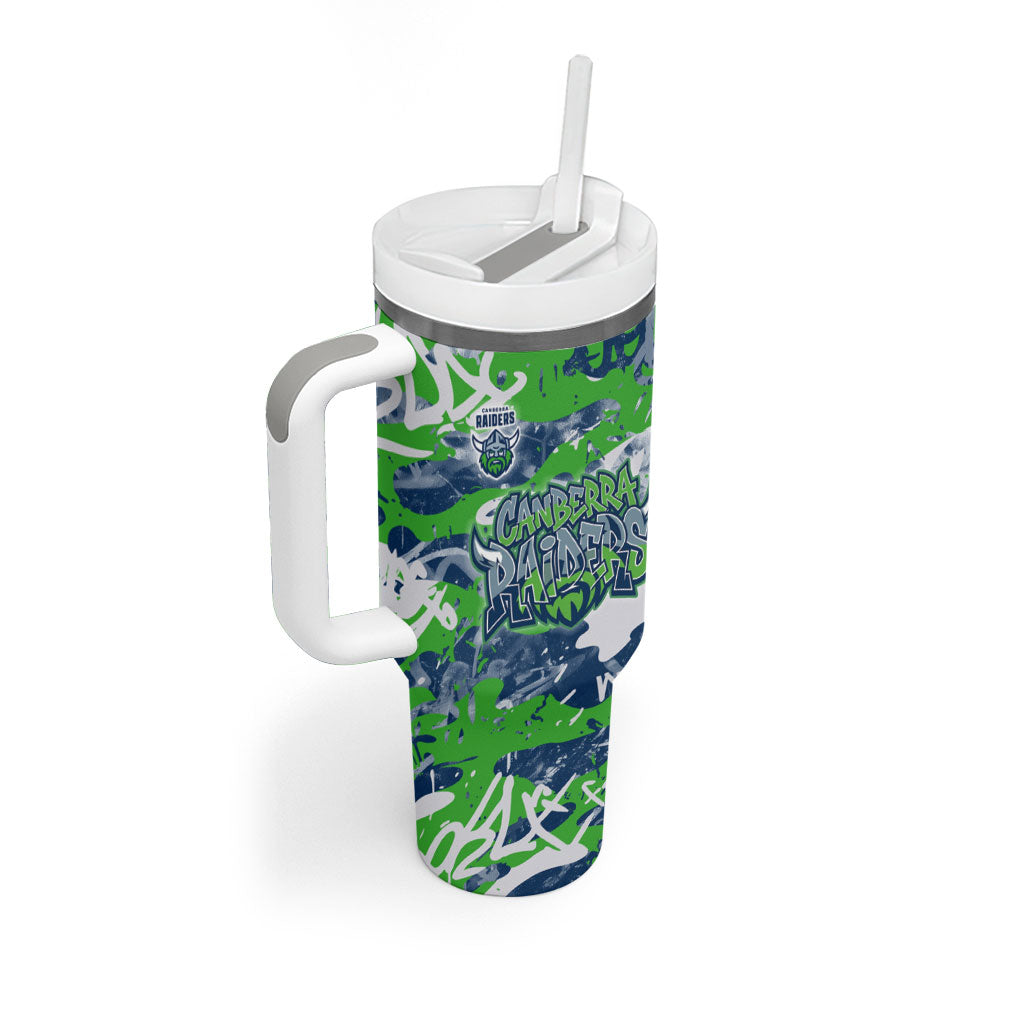 Canberra Raiders Rugby Tumbler With Handle Graffiti Typography Urban Camo Abstract Street Style