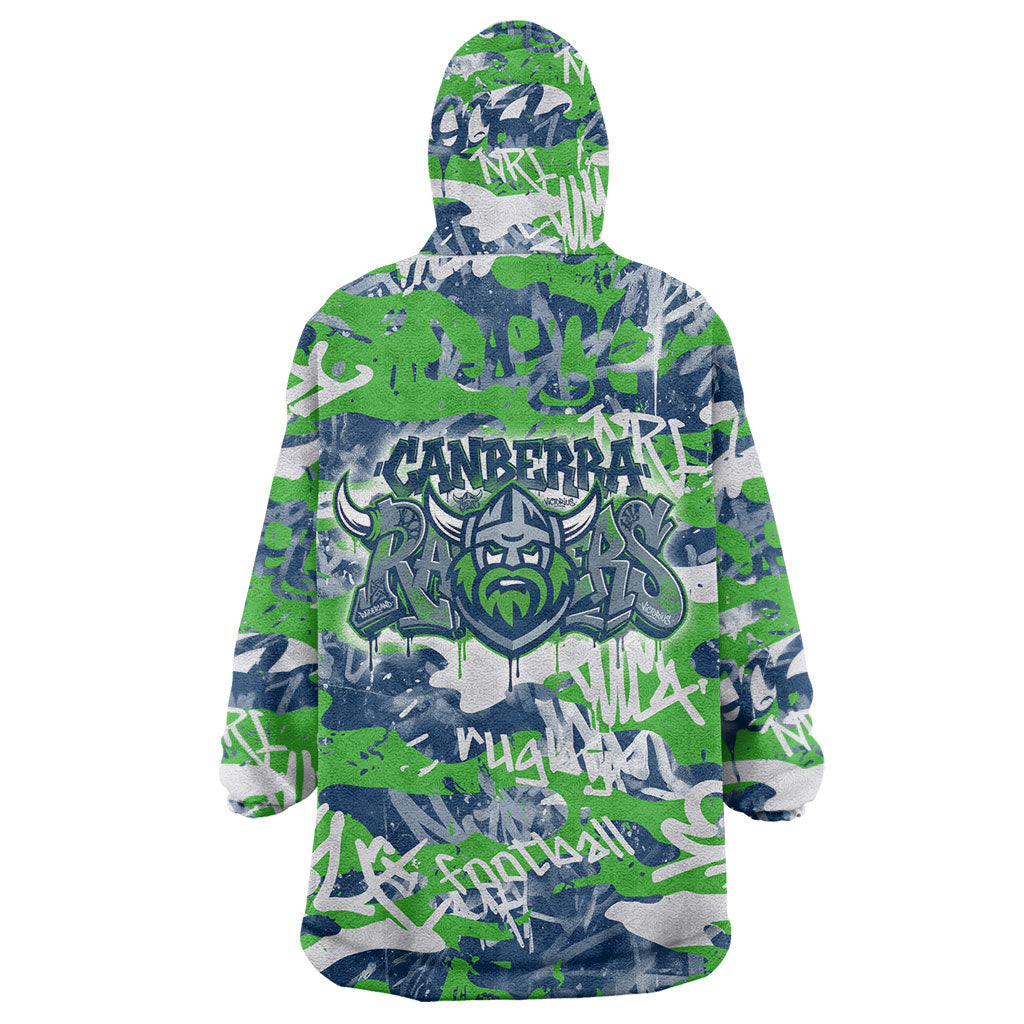 Canberra Raiders Rugby Wearable Blanket Hoodie Graffiti Typography Urban Camo Abstract Street Style