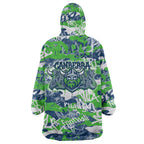 Canberra Raiders Rugby Wearable Blanket Hoodie Graffiti Typography Urban Camo Abstract Street Style