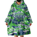 Canberra Raiders Rugby Wearable Blanket Hoodie Graffiti Typography Urban Camo Abstract Street Style