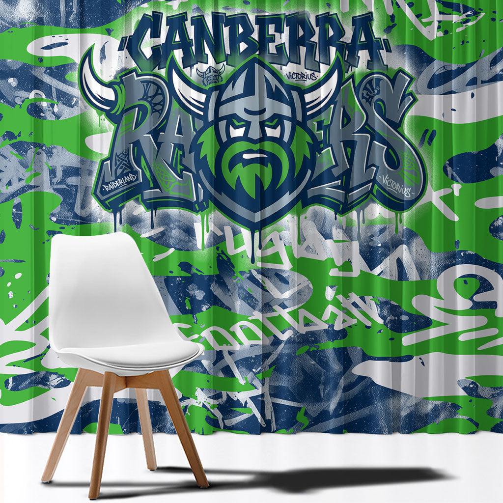 Canberra Raiders Rugby Window Curtain Graffiti Typography Urban Camo Abstract Street Style