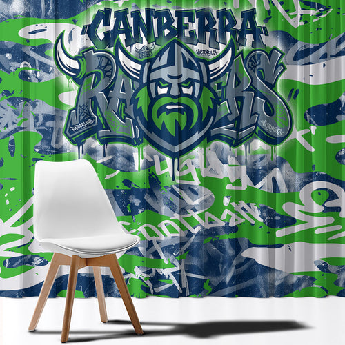 Canberra Raiders Rugby Window Curtain Graffiti Typography Urban Camo Abstract Street Style