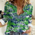 Canberra Raiders Rugby Women Casual Shirt Graffiti Typography Urban Camo Abstract Street Style