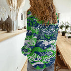 Canberra Raiders Rugby Women Casual Shirt Graffiti Typography Urban Camo Abstract Street Style