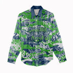 Canberra Raiders Rugby Women Casual Shirt Graffiti Typography Urban Camo Abstract Street Style