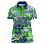 Canberra Raiders Rugby Women Polo Shirt Graffiti Typography Urban Camo Abstract Street Style