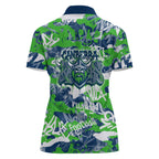 Canberra Raiders Rugby Women Polo Shirt Graffiti Typography Urban Camo Abstract Street Style