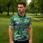 Canberra Raiders Rugby Zipper Polo Shirt Graffiti Typography Urban Camo Abstract Street Style