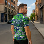 Canberra Raiders Rugby Zipper Polo Shirt Graffiti Typography Urban Camo Abstract Street Style