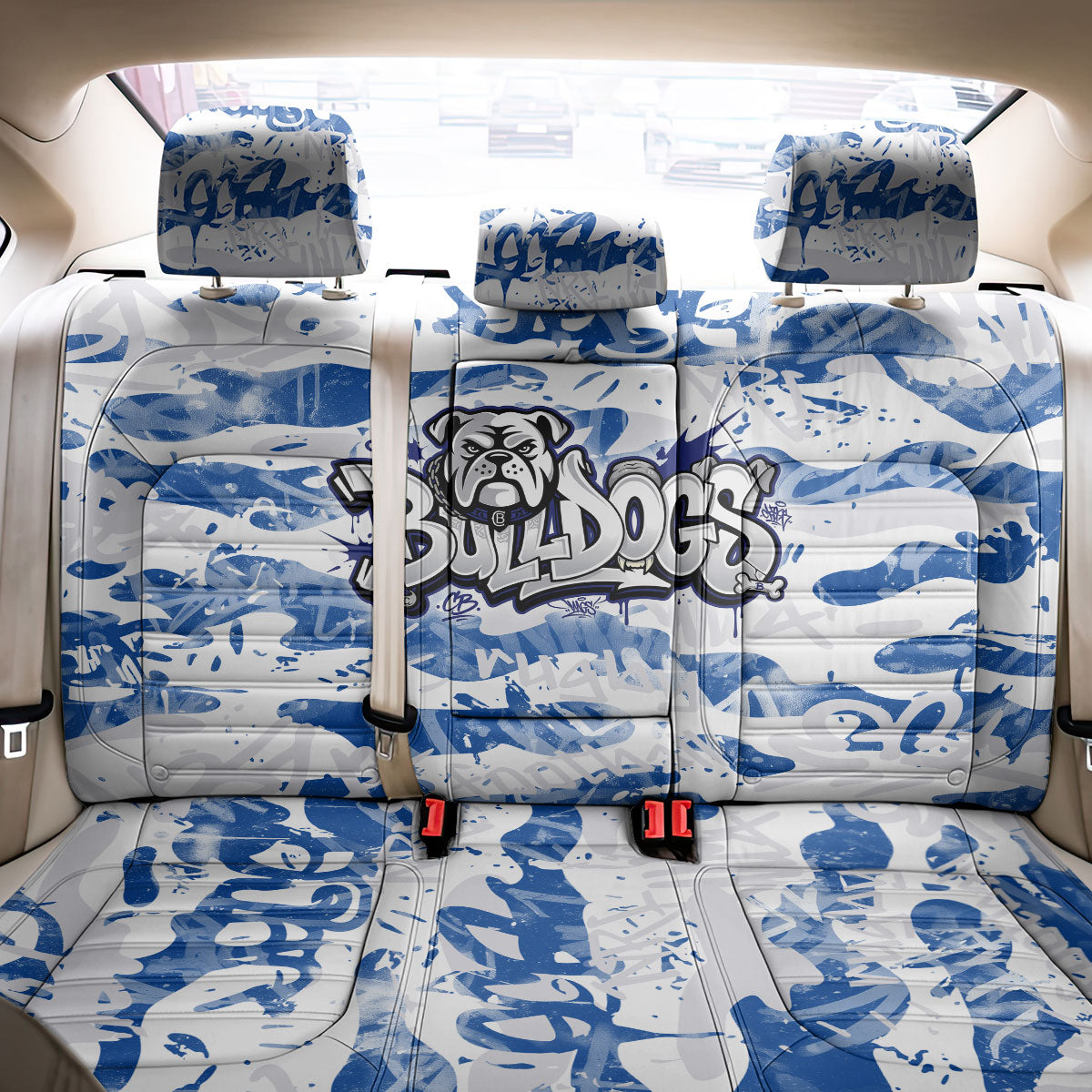 Canterbury-Bankstown Bulldogs Rugby Back Car Seat Cover Graffiti Typography Urban Camo Abstract Street Style