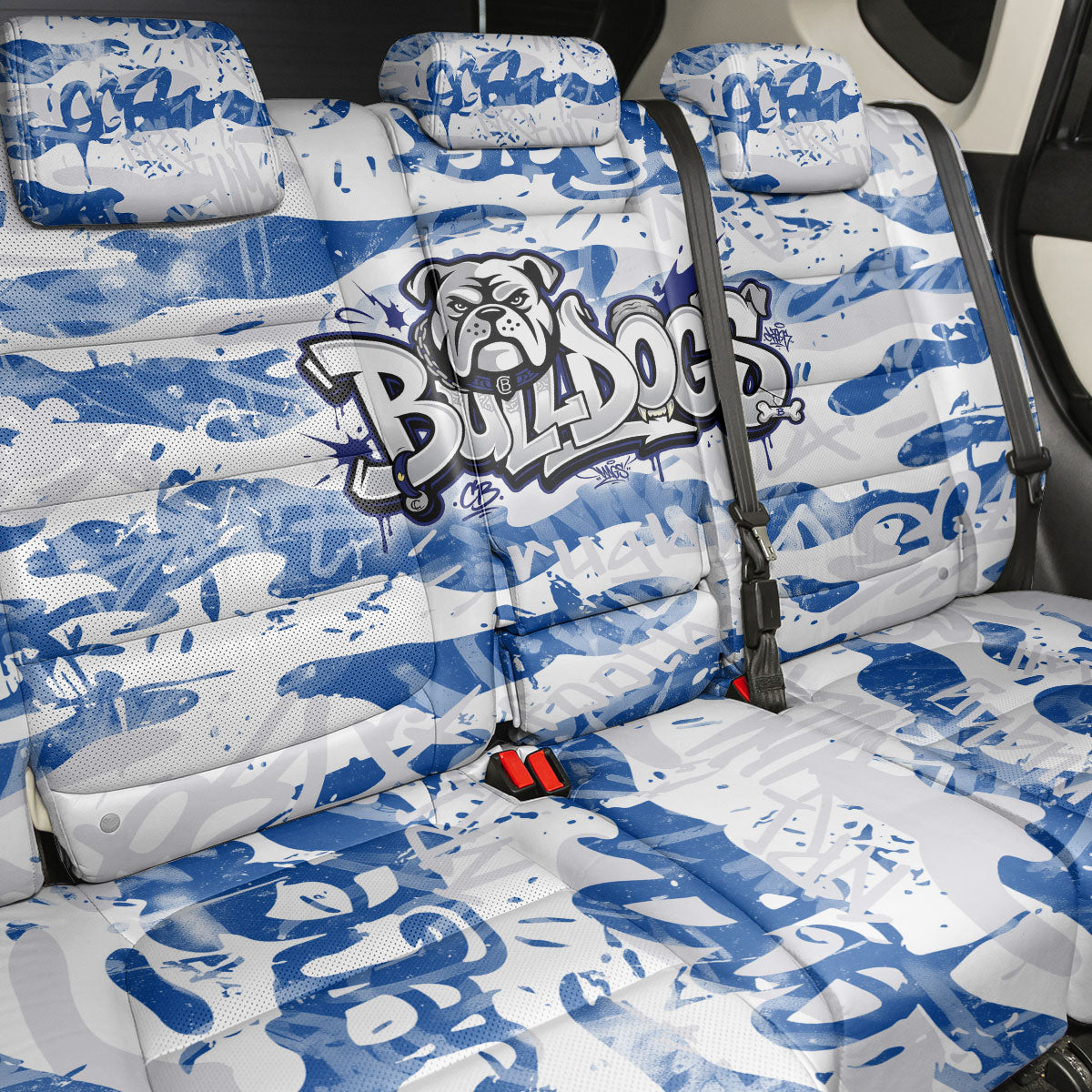 Canterbury-Bankstown Bulldogs Rugby Back Car Seat Cover Graffiti Typography Urban Camo Abstract Street Style