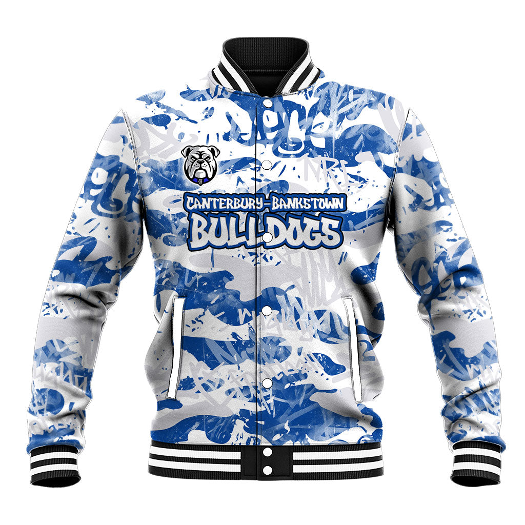 Canterbury-Bankstown Bulldogs Rugby Baseball Jacket Graffiti Typography Urban Camo Abstract Street Style