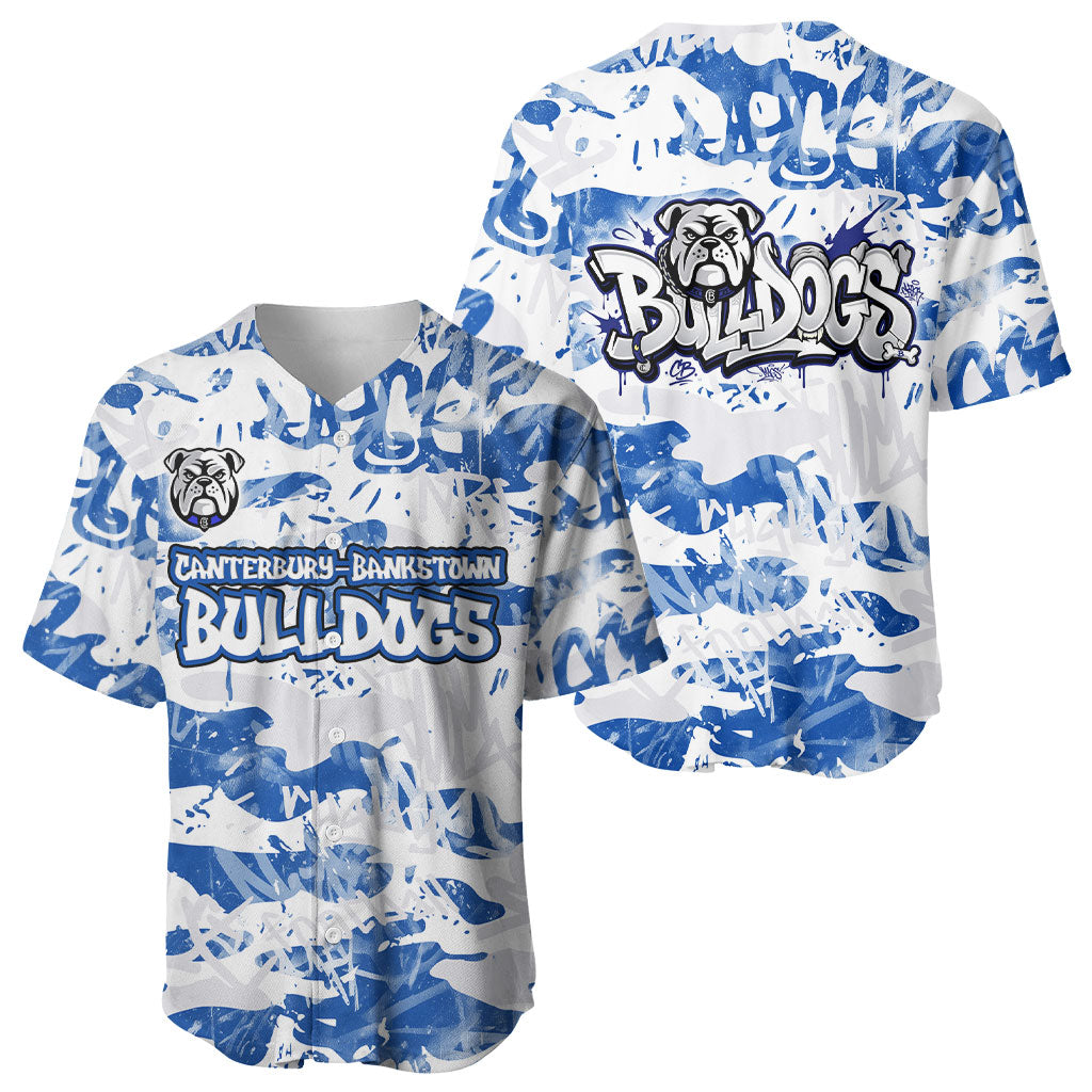 Canterbury-Bankstown Bulldogs Rugby Baseball Jersey Graffiti Typography Urban Camo Abstract Street Style