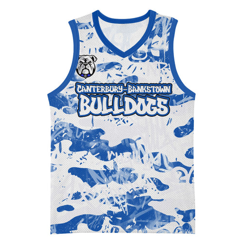 Canterbury-Bankstown Bulldogs Rugby Basketball Jersey Graffiti Typography Urban Camo Abstract Street Style
